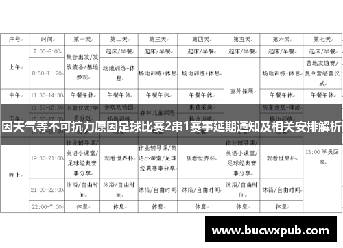 因天气等不可抗力原因足球比赛2串1赛事延期通知及相关安排解析